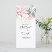 roze bloemen elegante bruiloft programma's (Staand voorkant)