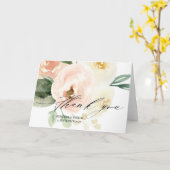 Roze Bloemen Elegante bruiloft Verloving Dank u Kaart (Gele Bloem)