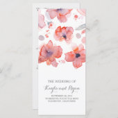 Roze Bloemen Elegante Waterverf Trouwprogramma's Programma (Voorkant / Achterkant)