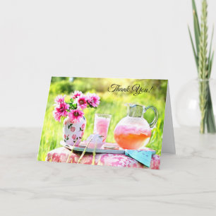  roze bloemen en aardbeilimonade Drink Kaart