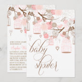 Roze bloemen en babyvoeding kaart (Voorkant / Achterkant)