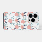 Roze bloemen en bladeren iPhone hoesje (Achterkant horizontaal)