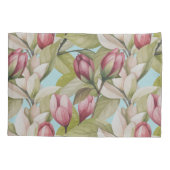  roze bloemen- en bladpatroon kussensloop (Achterkant-Links)