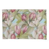  roze bloemen- en bladpatroon kussensloop (Voorkant-Links)