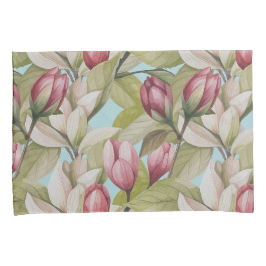  roze bloemen- en bladpatroon kussensloop (Voorkant-Rechts)