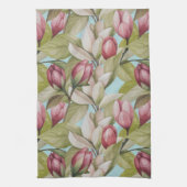  roze bloemen- en bladpatroon theedoek (Verticaal)