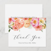 Roze Bloemen en Citrus Bedankkaart (Voorkant / Achterkant)