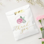 Roze Bloemen en Goud Script Baby shower Bedankt Bedankzakje (Gezegeld)