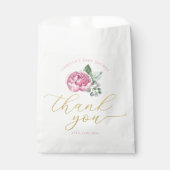 Roze Bloemen en Goud Script Baby shower Bedankt Bedankzakje (Voorkant)