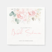 Roze Bloemen en Gouden Groene Bruidssalon Servet (Voorkant)