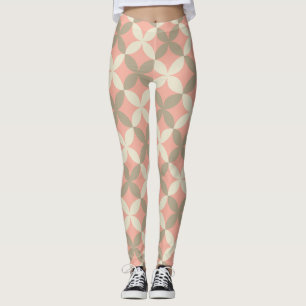 roze bloemen en grijze bladeren met patroon leggings