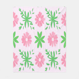 Roze bloemen en groene bladeren naadloos patroon fleece deken