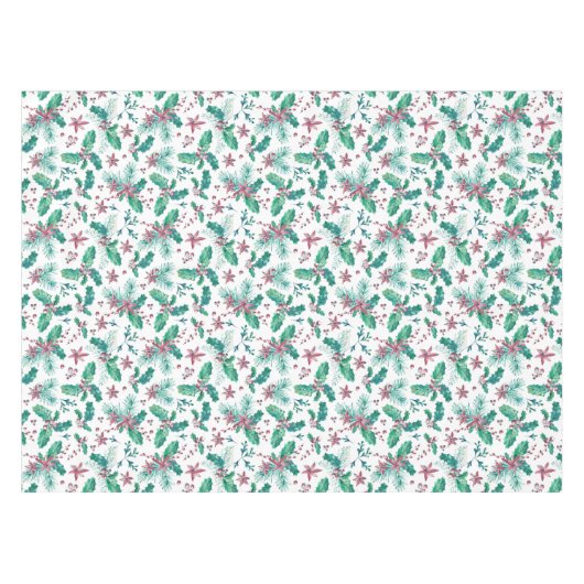 Roze bloemen en Holly bessen Tafelkleed (Voorkant (Horizontaal))