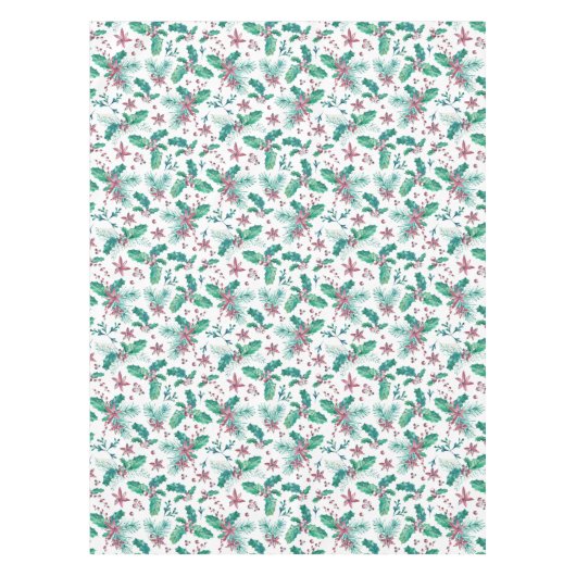 Roze bloemen en Holly bessen Tafelkleed (Voorkant)