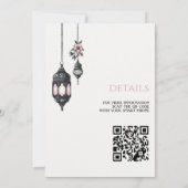 Roze Bloemen en Lantaarns QR Code Bruiloft Kaart (Achterkant)