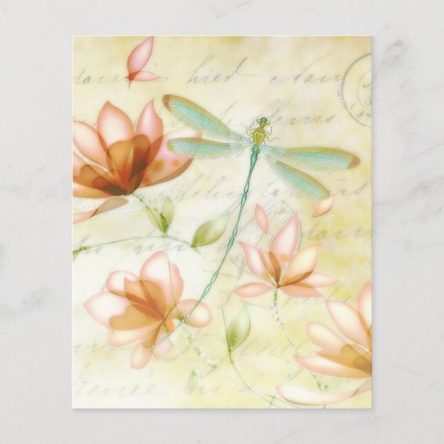 Roze bloemen en libellen (Voorkant)