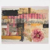 Roze bloemen en Muzieknoten Fleece Deken (Voorkant (Horizontaal))