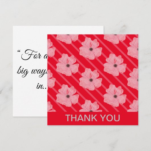 Roze bloemen en speciale strips-Kaart (Voorkant / Achterkant)