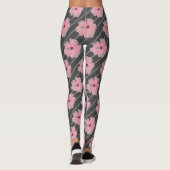 Roze Bloemen En Strepen Broek Leggings (Achterkant)