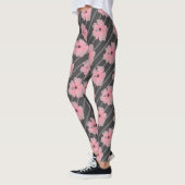 Roze Bloemen En Strepen Broek Leggings (Links)