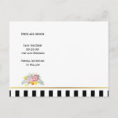 Roze bloemen en strepen bruiloft Bewaar de datum Aankondigingskaart (Achterkant)