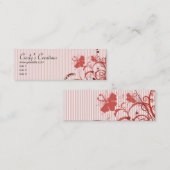 Roze bloemen en strips mini visitekaartje (Voorkant / Achterkant)