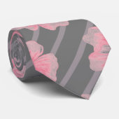 Roze bloemen en strips-Stropdas Stropdas (Opgerold)