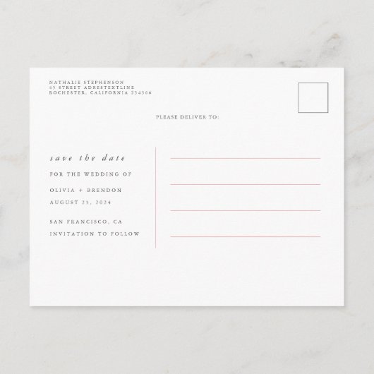 Roze bloemen en Succulenten Elegant sparen de Datu Aankondigingskaart (Achterkant)