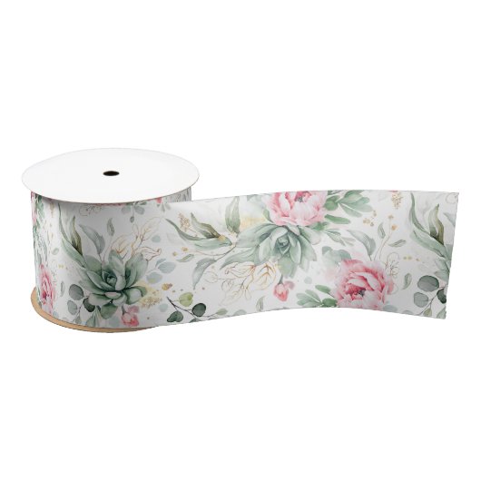Roze bloemen en Succulents Greenery Elegant Boho Lint (Spoel)
