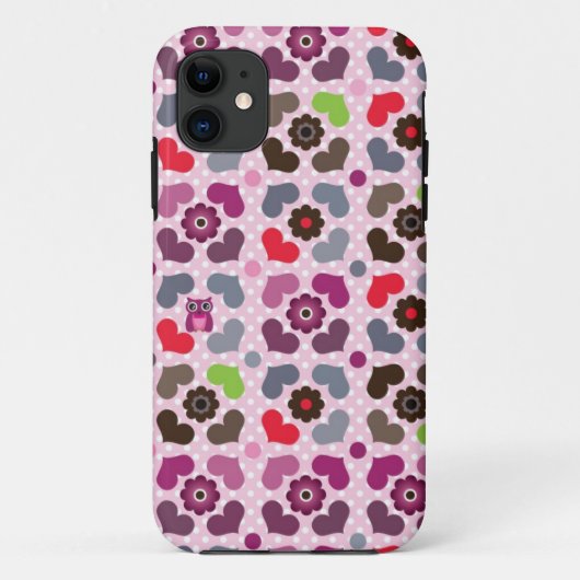 roze bloemen en uil Case-Mate iPhone case (Achterkant)
