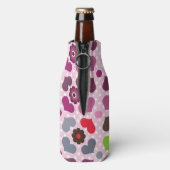 roze bloemen en uil flesjeskoeler (Fles Achterkant)