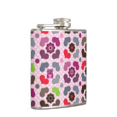 roze bloemen en uil heupfles (Rechts)