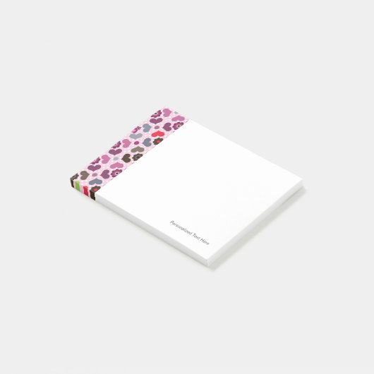 roze bloemen en uil post-it® notes (Schuin)