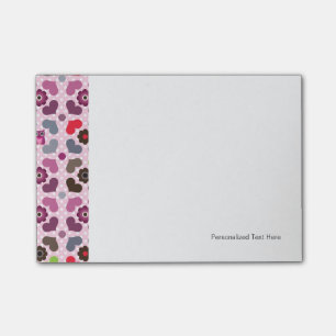 roze bloemen en uil post-it® notes