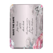 Roze bloemen en vlinder sparen de datummagneet magneet (Verticaal)