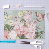 roze bloemen en vlinderdeklaag tissuepapier (Craft)