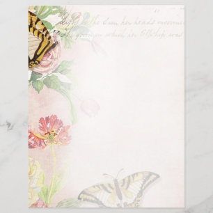 Roze bloemen en vlinders