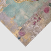 Roze bloemen en vogel tissuepapier (Detail)