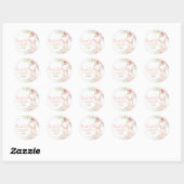 Roze Bloemen Enkele Bunny Verjaardagsfeest Ronde Sticker (Vel)