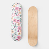 Roze bloemen Fantair wit design Skateboard (Voorkant)