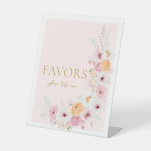 Roze Bloemen Favors Vrijgezellenfeest Reclamebord Met Voetstuk