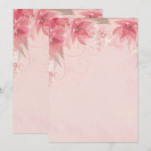 roze bloemen feestdagenkaart (Voorkant / Achterkant)