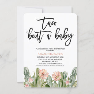 Roze Bloemen Fiesta Cactus Succulent Baby shower Kaart