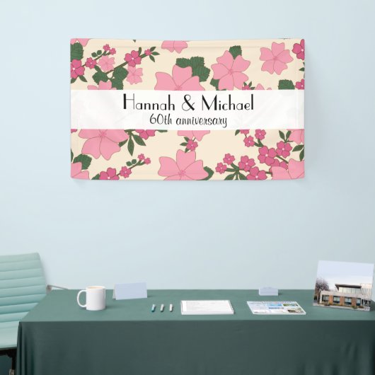 Roze bloemen, Floral Pattern, Jubileum Spandoek (Beurs)