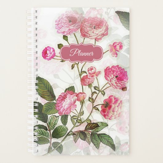 Roze bloemen  Floral Pattern Planner (Voorkant)