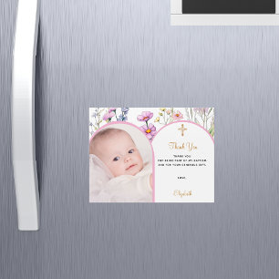 Roze bloemen foto Doop Dank je kaartje