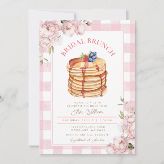 Roze Bloemen Fruit Pannenkoek Vrijgezellenfeest Br Kaart (Voorkant)