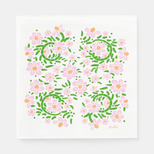 Roze Bloemen (gaat met bruids vlinder) servetten