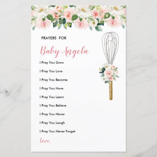 Roze bloemen gebeden voor de Baby groene bloemen (Voorkant)