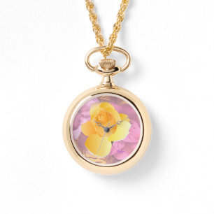 Roze bloemen Geel Rozen Goud Wraparound Watch Horloge